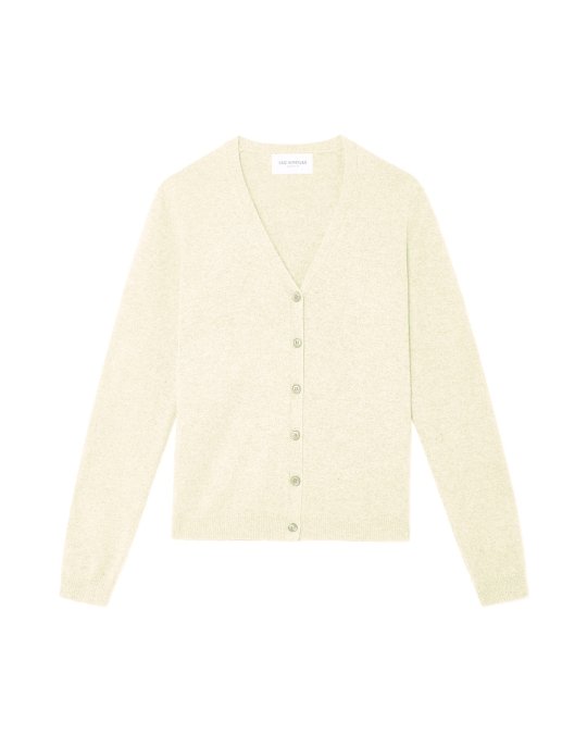 Kasjmier vest met V kraag Naturel