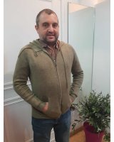 Cashmere zip sweater hoodie Woody green men