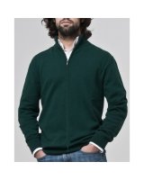 Pull gilet zip en cachemire vert foncé pour homme
