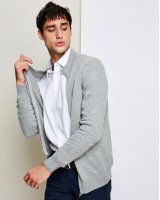 Pull gilet zip en cachemire gris clair pour homme