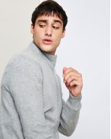 Pull gilet zip en cachemire gris clair pour homme