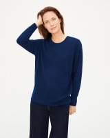 Rundhals-Kaschmirpullover in Surfblau für Damen