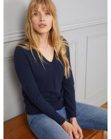 Pull col en V en cachemire Bleu surf