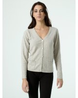 Damen Kaschmir V-Ausschnitt Pullover in Hellgrau