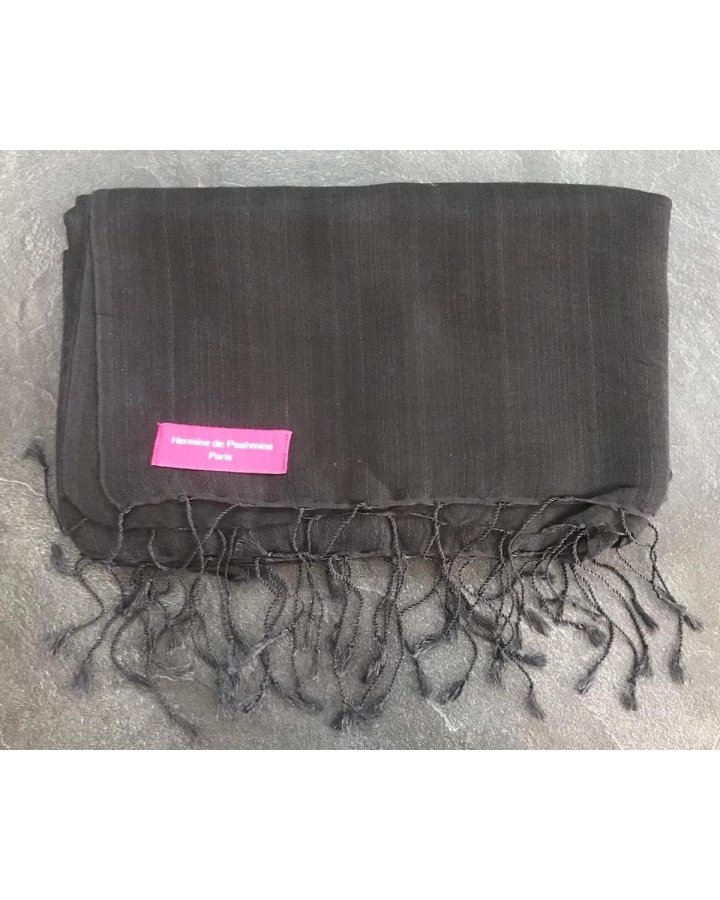 Grey black pashmina | Hermine de Pashmina