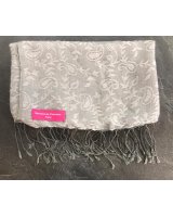 Pashmina grigio ricamato in acqua di seta | Hermine de Pashmina