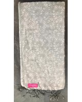 Embroidered grey silk-water pashmina | Hermine de Pashmina
