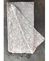 Embroidered grey silk-water pashmina | Hermine de Pashmina