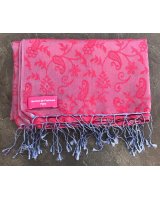 Red And Mauve Embroidered pashmina | Hermine de Pashmina