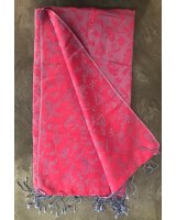 Red And Mauve Embroidered pashmina | Hermine de Pashmina