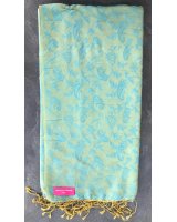 Pashmina verde turchese e oro | Hermine de Pashmina