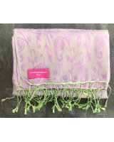 Pashmina en eau de soie Violet et vert brodé