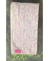 Pashmina viola e verde ricamato | Hermine de Pashmina