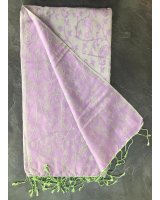 Pashmina viola e verde ricamato | Hermine de Pashmina