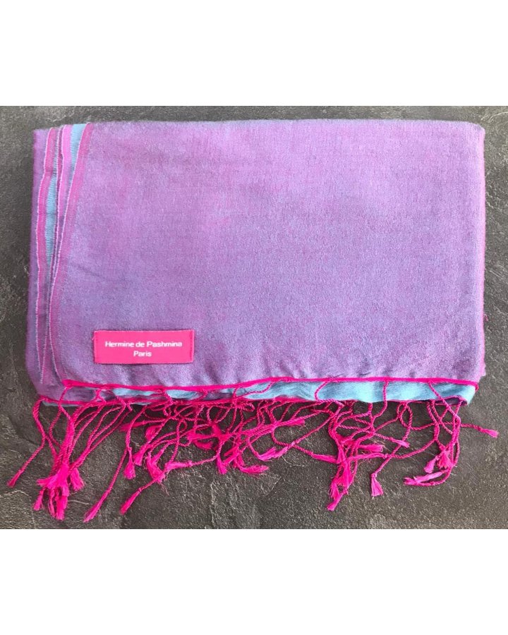 Pashmina viola e blu in eau de soie | Hermine de Pashmina