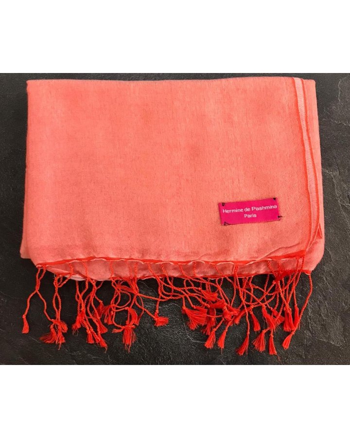Pashmina Korallenorange aus Seidenwasser | Hermine de Pashmina