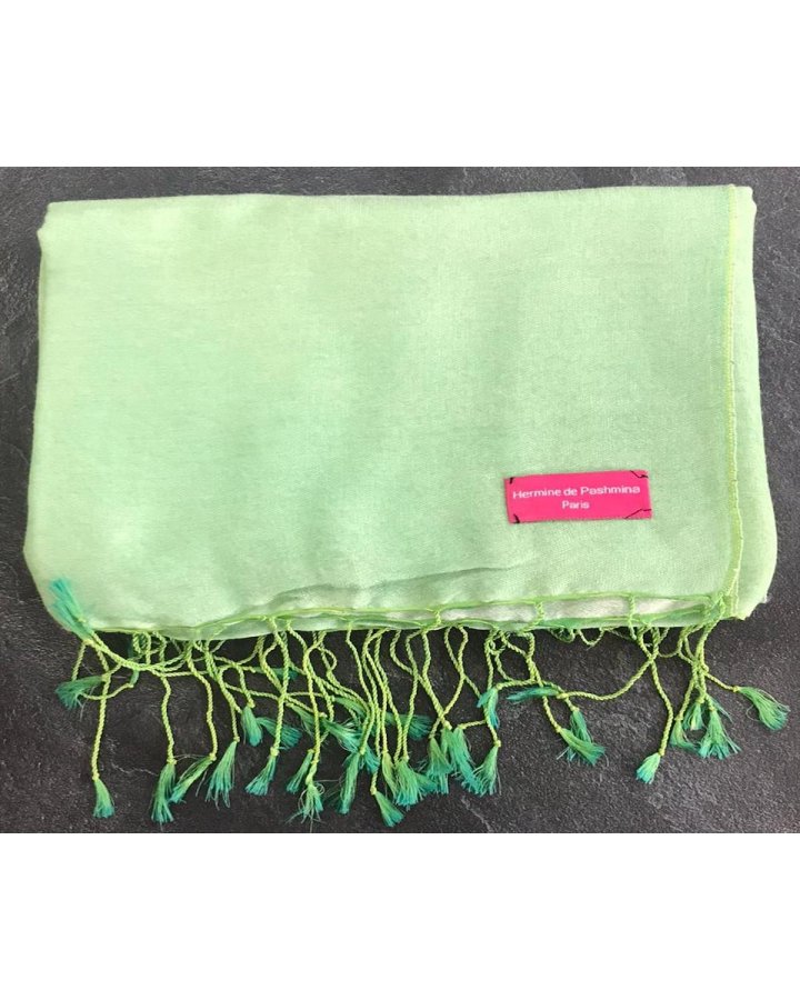 Pashmina in cashmere e seta verde e verde chiaro | Hermine de Pashmina