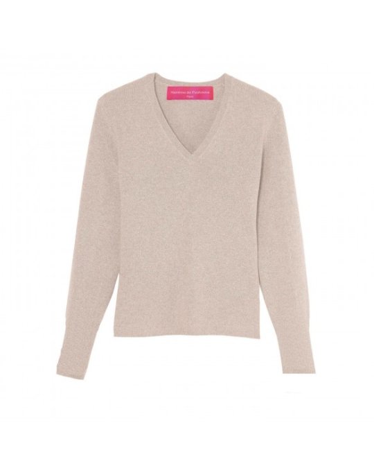 Pullover aus Kaschmir mit V-Ausschnitt Beige