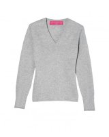 Pull col en V en cachemire Gris clair