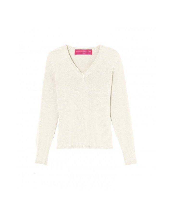 Damen Kaschmir V-Ausschnitt Pullover in Weiß