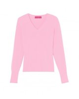 Hellrosa Kaschmir-Pullover mit V-Ausschnitt für Damen