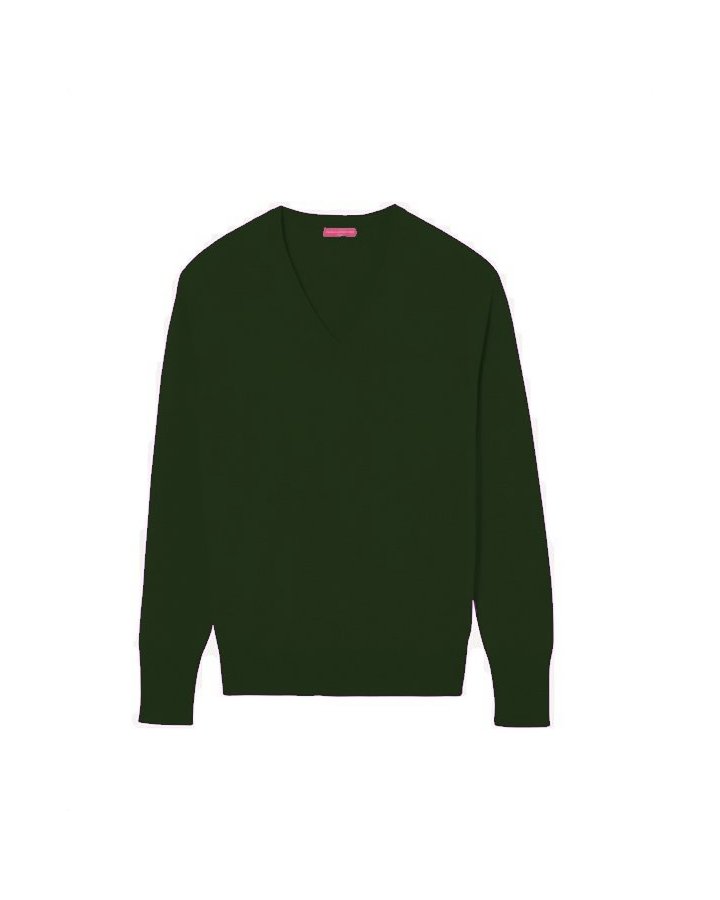 Pull col V en cachemire Vert bouteille pour homme