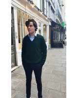 Pull col V en cachemire Vert bouteille pour homme