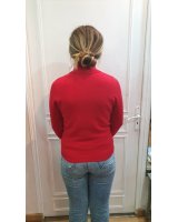 red cashmere turtleneck sweater for women