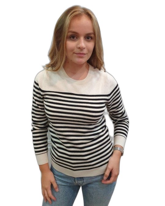 Maglione a righe in cashmere Bianco e blu