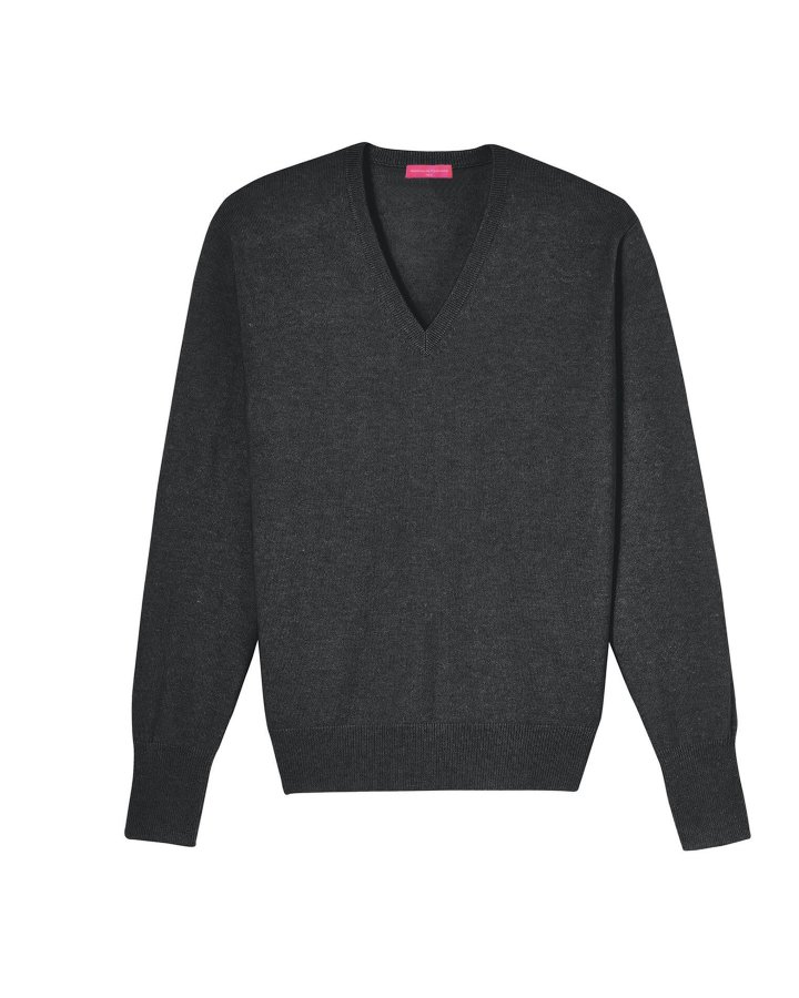 Herren Pullover aus Kaschmir mit V-Ausschnitt Anthrazit