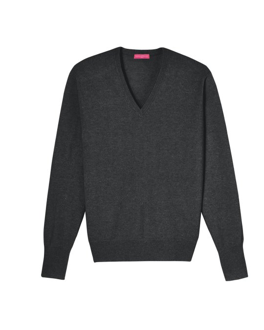 Pull col V en cachemire Anthracite  pour homme