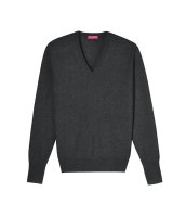 Herren Pullover aus Kaschmir mit V-Ausschnitt Anthrazit