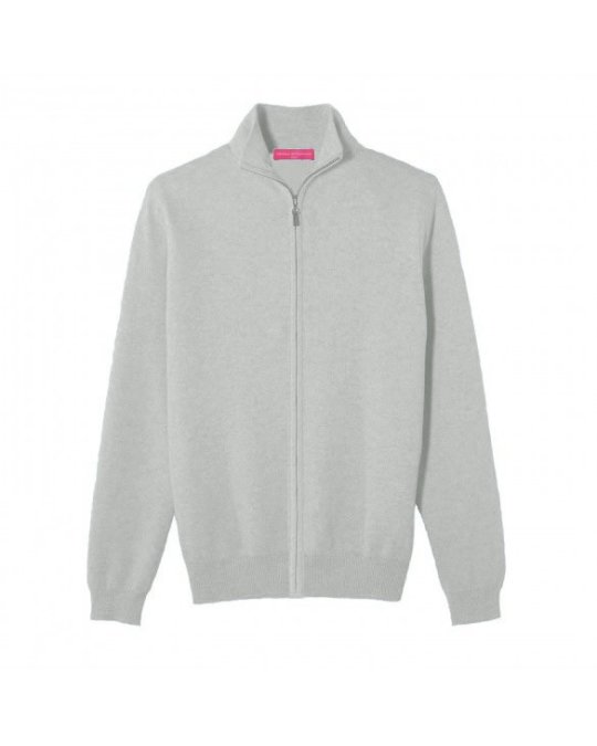 Pull gilet zip 2 fils Gris clair H