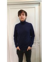Cashmere turtleneck sweater Navy blue men