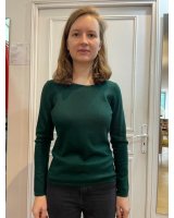 Round Neck Cashmere Sweater in Bottle Green for women