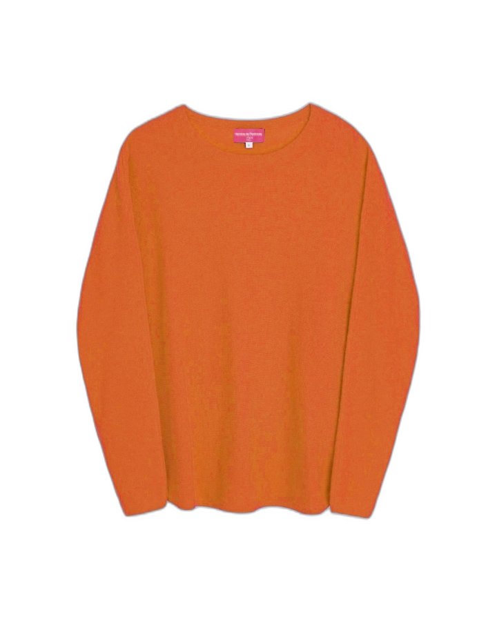 übergroßen Kaschmirpullover mit Bootsausschnitt in Orange Inferno für Damen