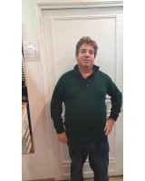 Pull camionneur en cachemire vert foncé pour homme