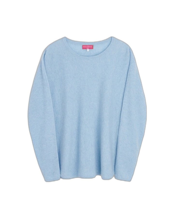 hellblauen Oversize-Kaschmirpullover für Damen mit Bootsausschnitt