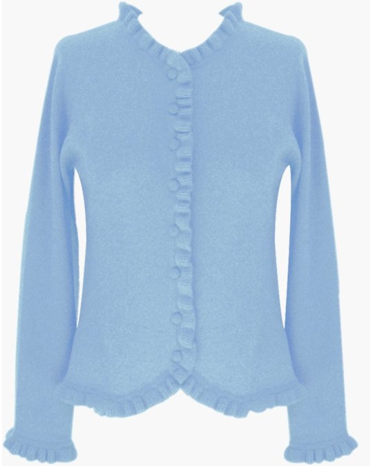Cardigan Godron in cachemire Blu tranquillo