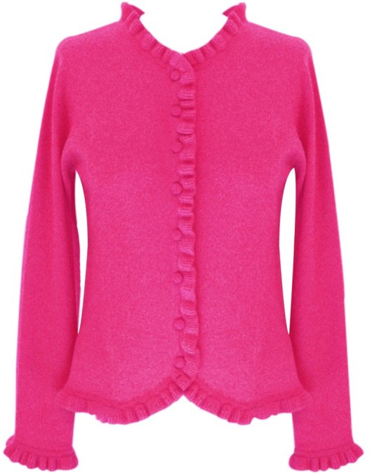 Cardigan Godron in cashmere rosa lampone