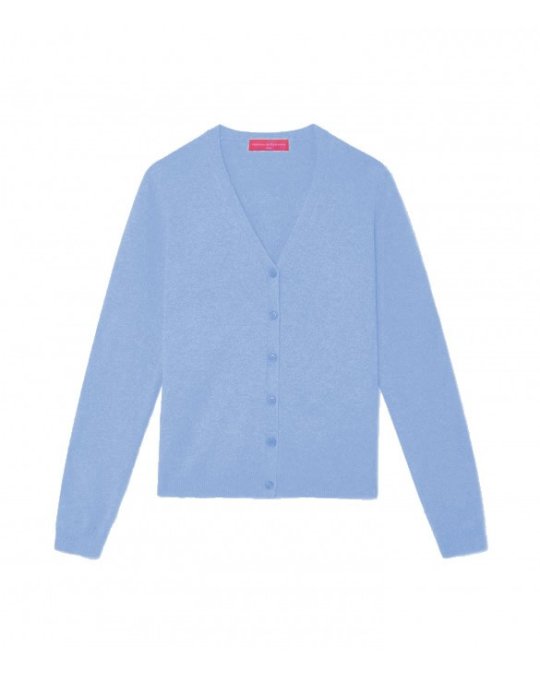 V-hals kasjmier vest voor dames in kalm blauw