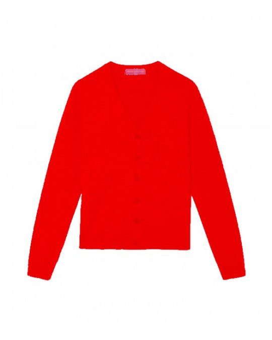 Gilet con scollo a V in cachemire rosso per donna