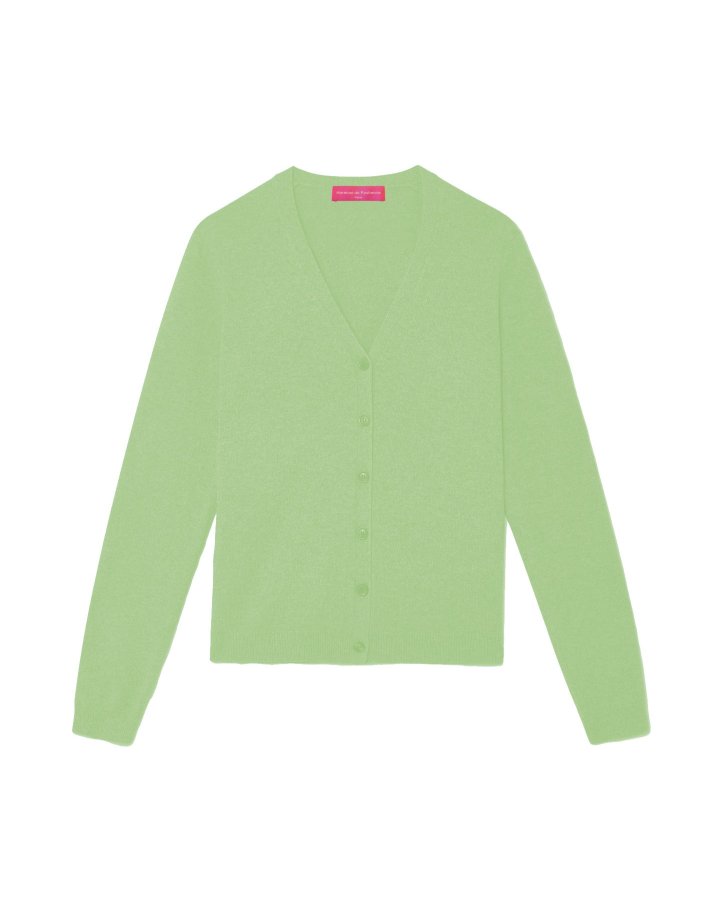 Women's Paradise Green Cashmere V-Neck Sweater