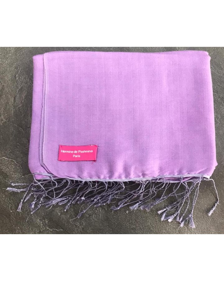 Paarse pashmina van kasjmier en zijde 70 x 180 cm | Hermine