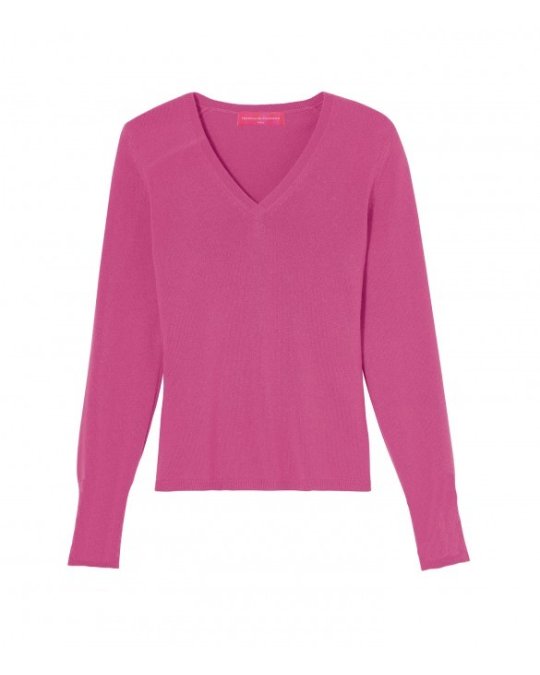 Maglione da Donna in Cashmere Fucsia con Scollo a V