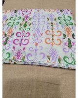 Kasjmier Himalaya Pashmina Empire-patroon Groen oranje roze op witte achtergrond