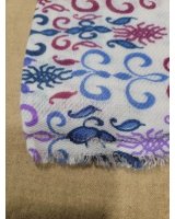 Pashmina Himalayan in cashmere Empire pattern Mauve blue burgundy on light pink background