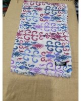 Pashmina Himalayan en Cachemire motif Empire Mauve bleu bordeaux Fond rose pale