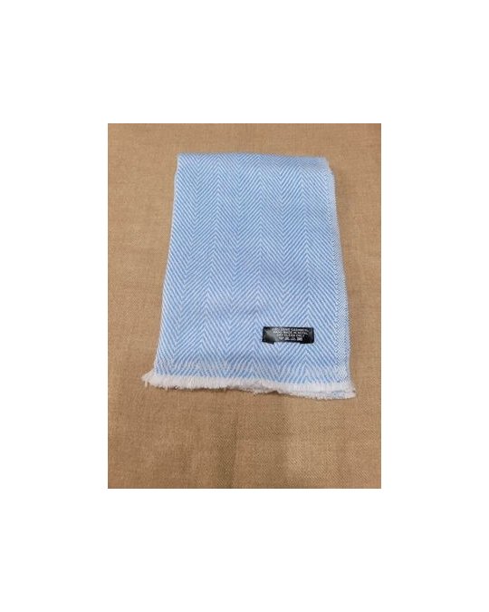 Pashmina in cashmere con motivo a spina di pesce Cielo blu