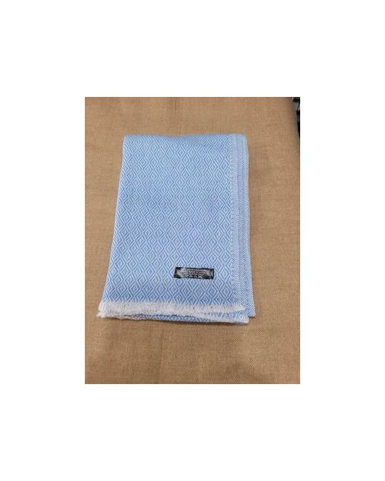 Pashmina in Cashmere con Motivo a Diamanti Azzurro Cielo